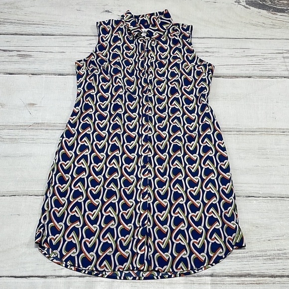 CAbi Midi Amour Dress Collar Buttons Heart Link Blue Size Small S - Picture 9 of 15